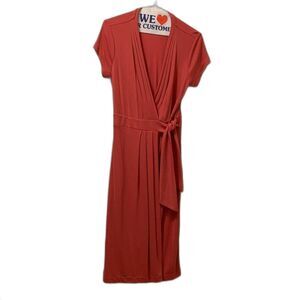 Ann Taylor V-Neck Wrap Dress Burnt Orange Size 6